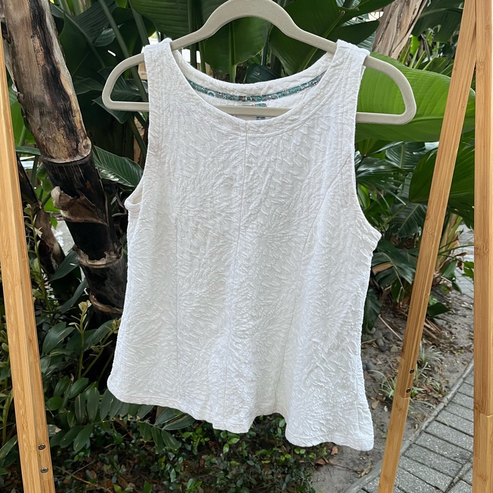 White Textured Sleeveless Top